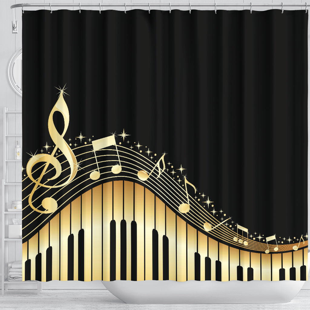 Piano Keys With Musical Notes Shower Curtain