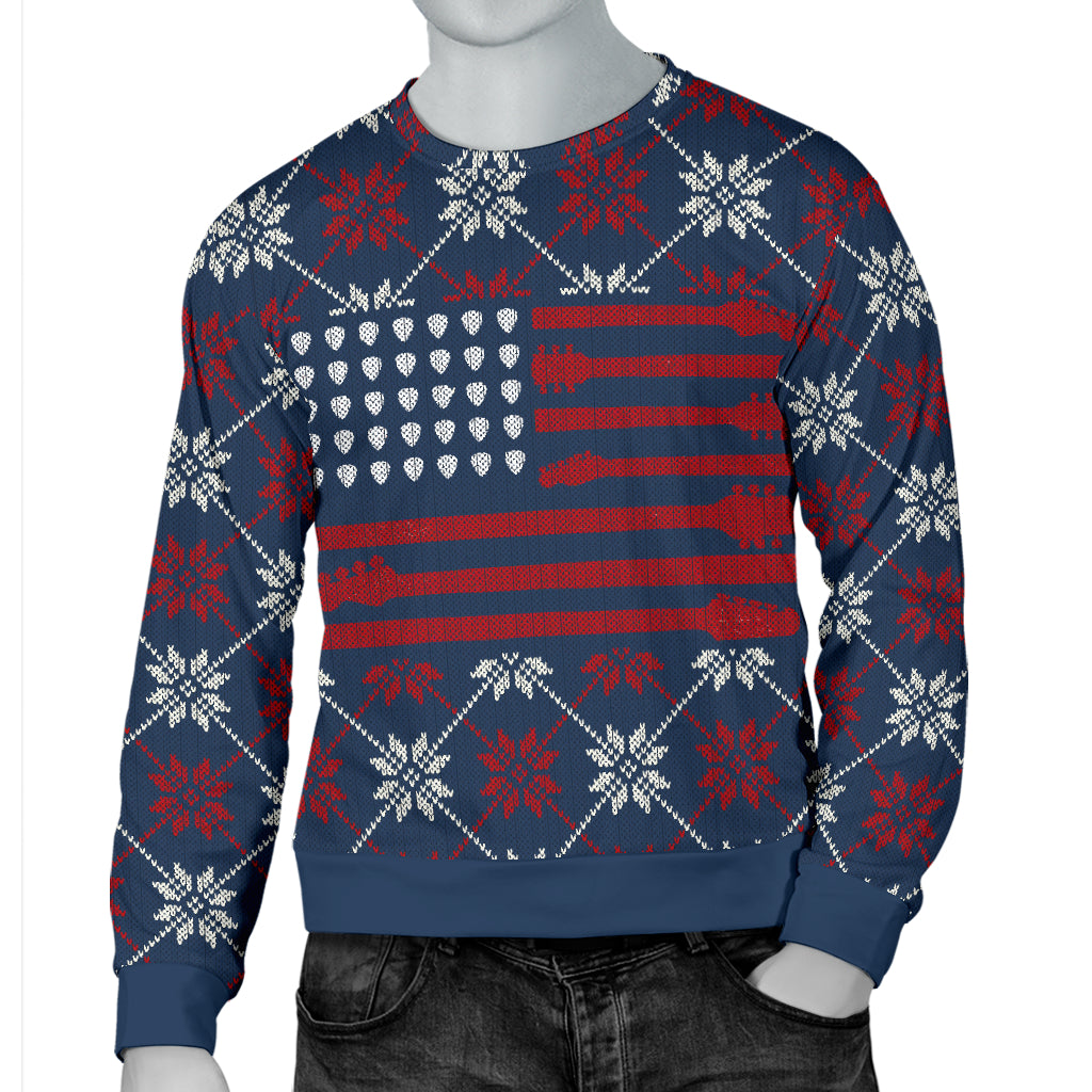 American Flag Guitar Men's Sweater - { shop_name }} - Review