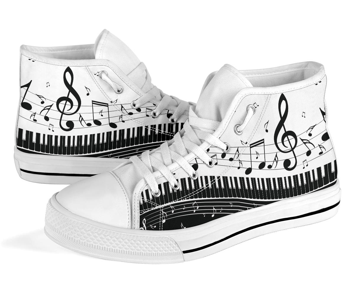 Piano Key With Music Notes High Tops