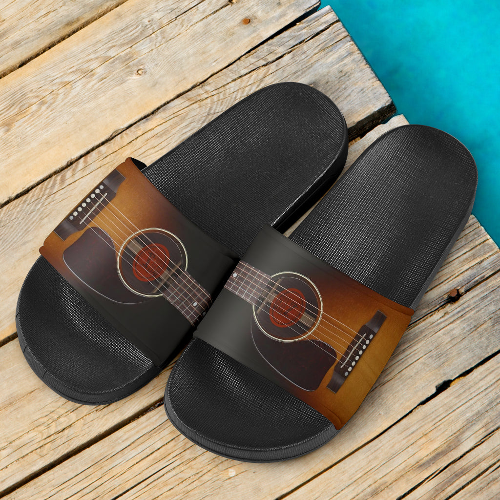 Black Guitar Slide Sandals