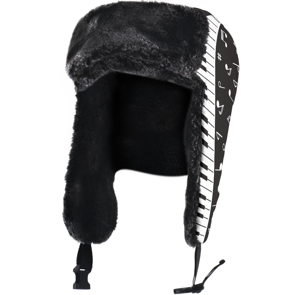 Piano Keys And Music Notes Trapper Hat