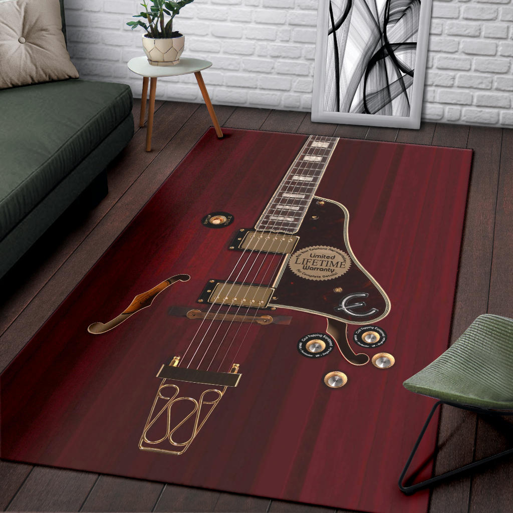 Red Electric Guitar Area Rug