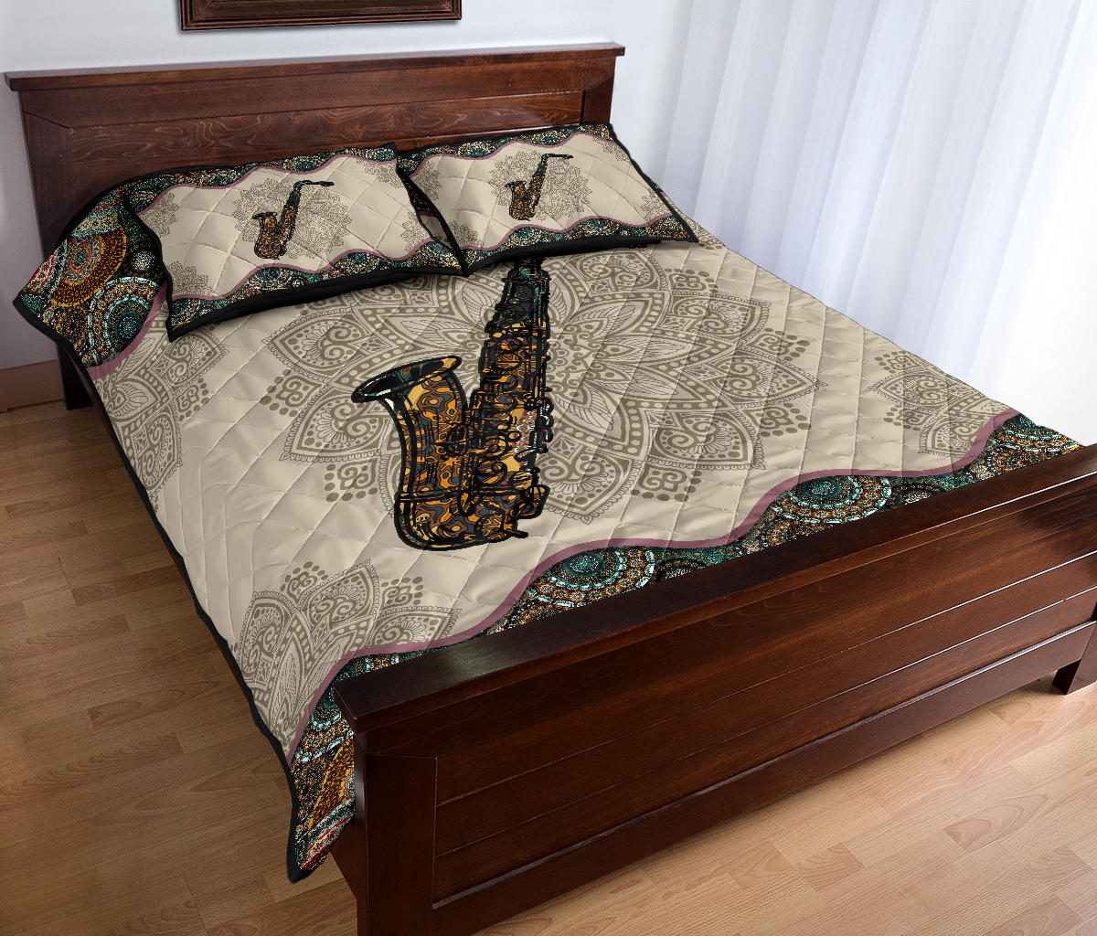 Saxophone Mandala Quilt Bed Set