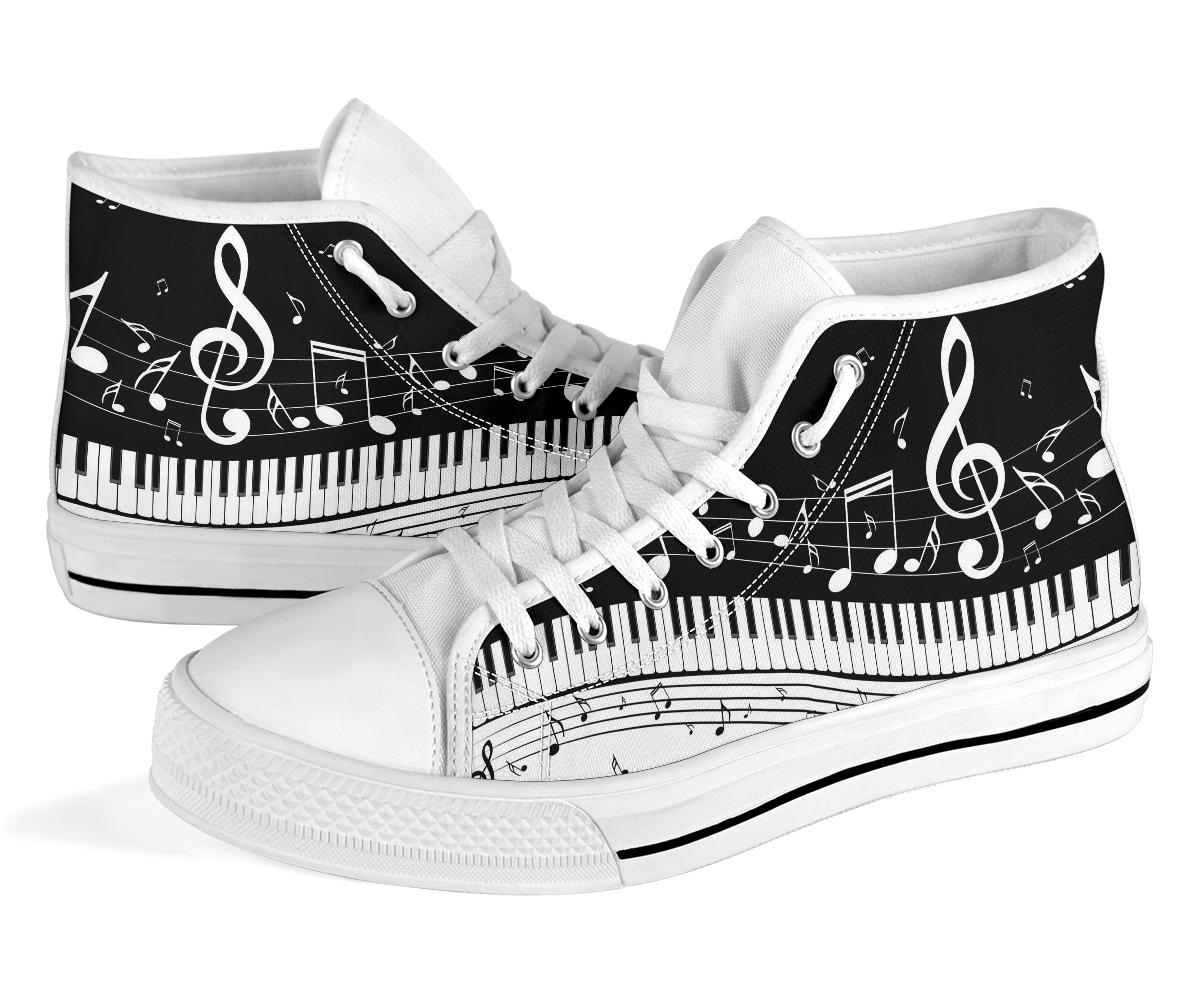 Piano Key With Musical Notes High Tops