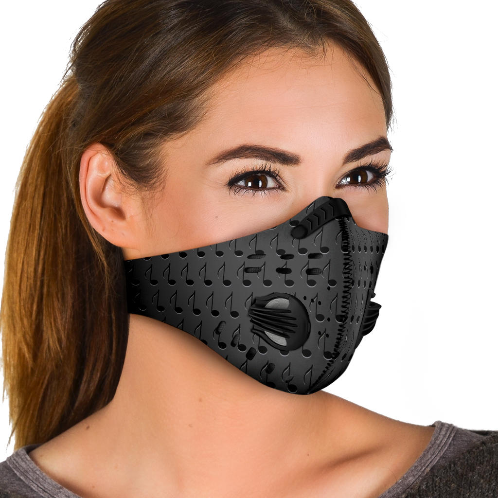 Music Notes Grey Premium Face Mask