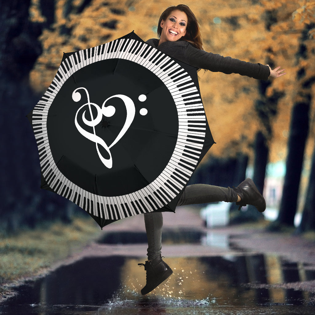Piano Keys With Treble Clef Heart Umbrella