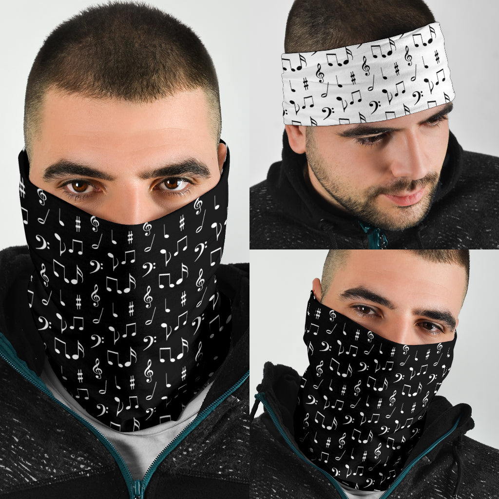 Music Notes Black And White Art Bandana 3-Pack
