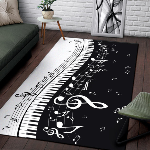 Piano And Music Notes Area Rug - Artistic Pod