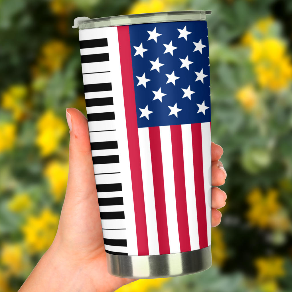American Flag Piano Keys Tumbler - { shop_name }} - Review