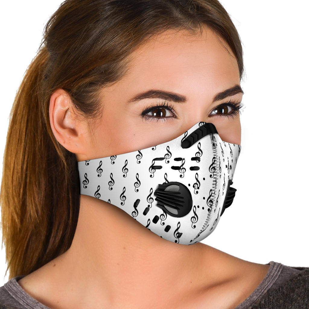 Music Notes White Premium Face Mask
