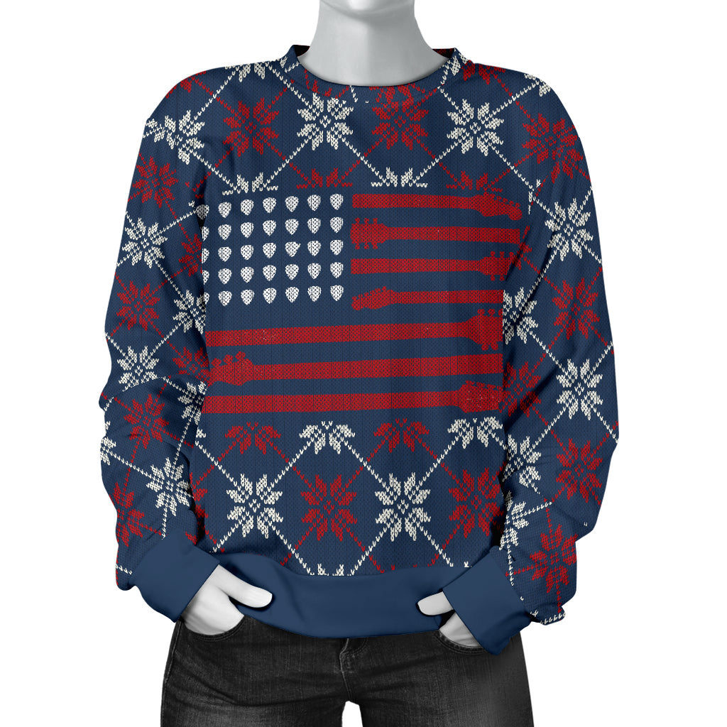 American Flag Guitar Women's Sweater - { shop_name }} - Review