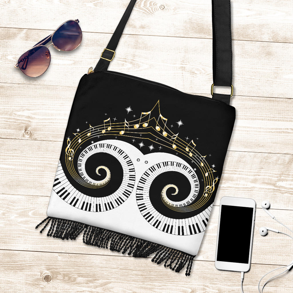Piano Keys Art Musical Notes Boho Handbag