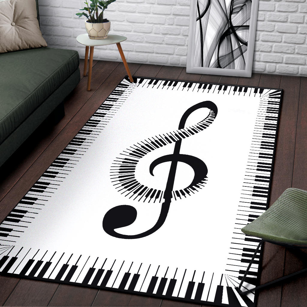 Piano Keys Treble Clef Rug