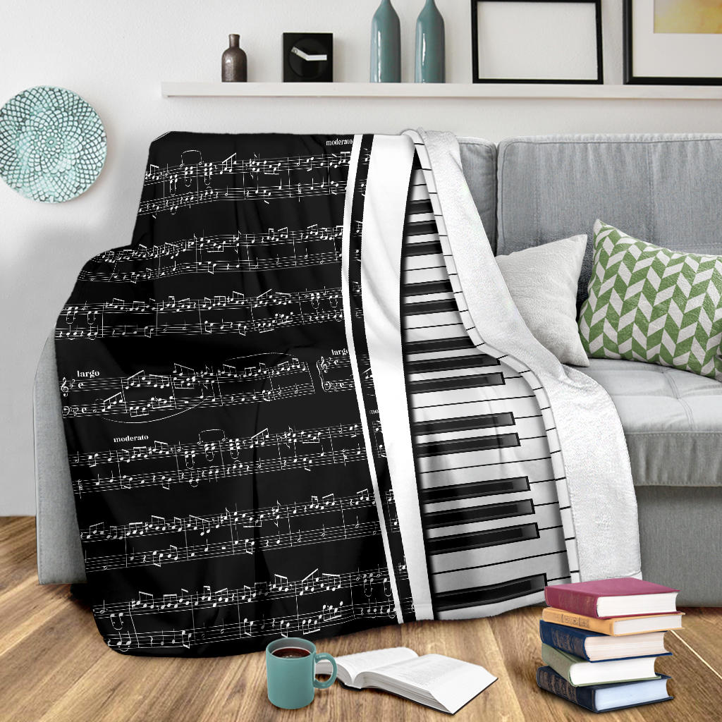 Sheet Music And Piano Black Blanket - { shop_name }} - Review
