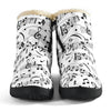 Musical Notes White Cozy Winter Boots