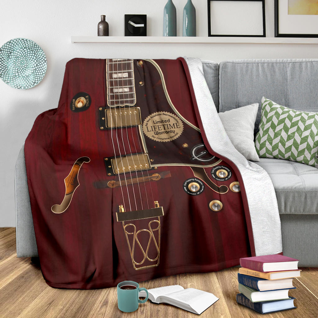 Red Electric Guitar Premium Blanket
