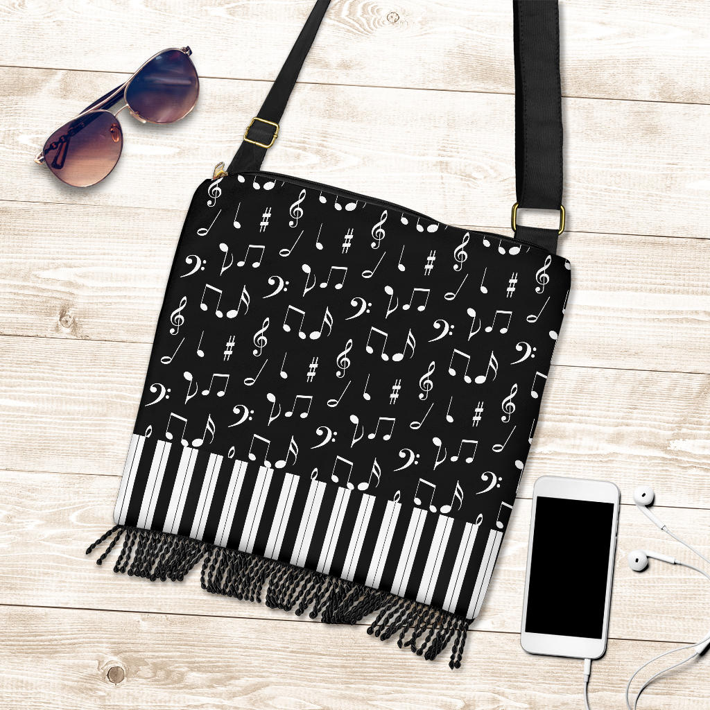 Music Notes And Piano Art Boho Handbag