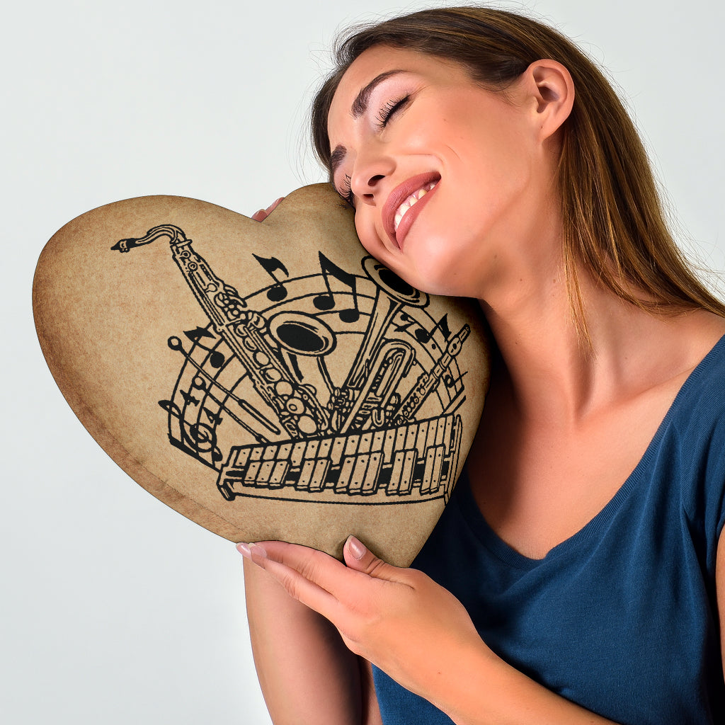 Music Instrument Heart Pillow