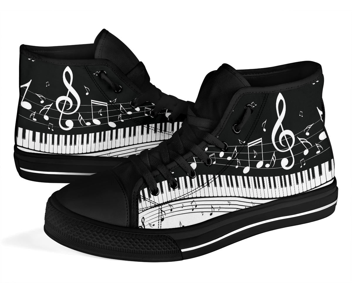 Piano Keys With Musical Notes High Tops