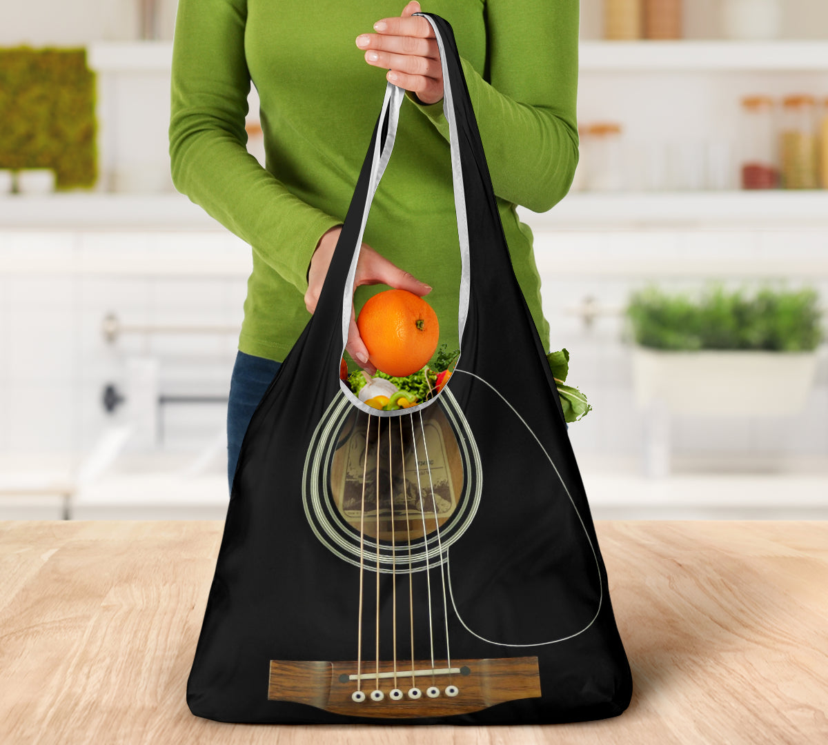 Black Guitar Grocery Bag 3-Pack