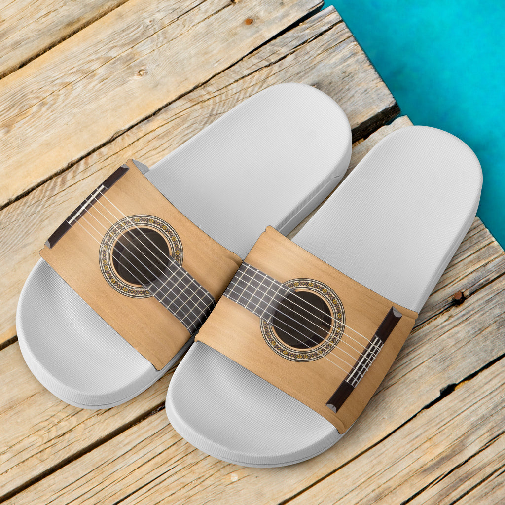 Classical Guitar White Slide Sandals