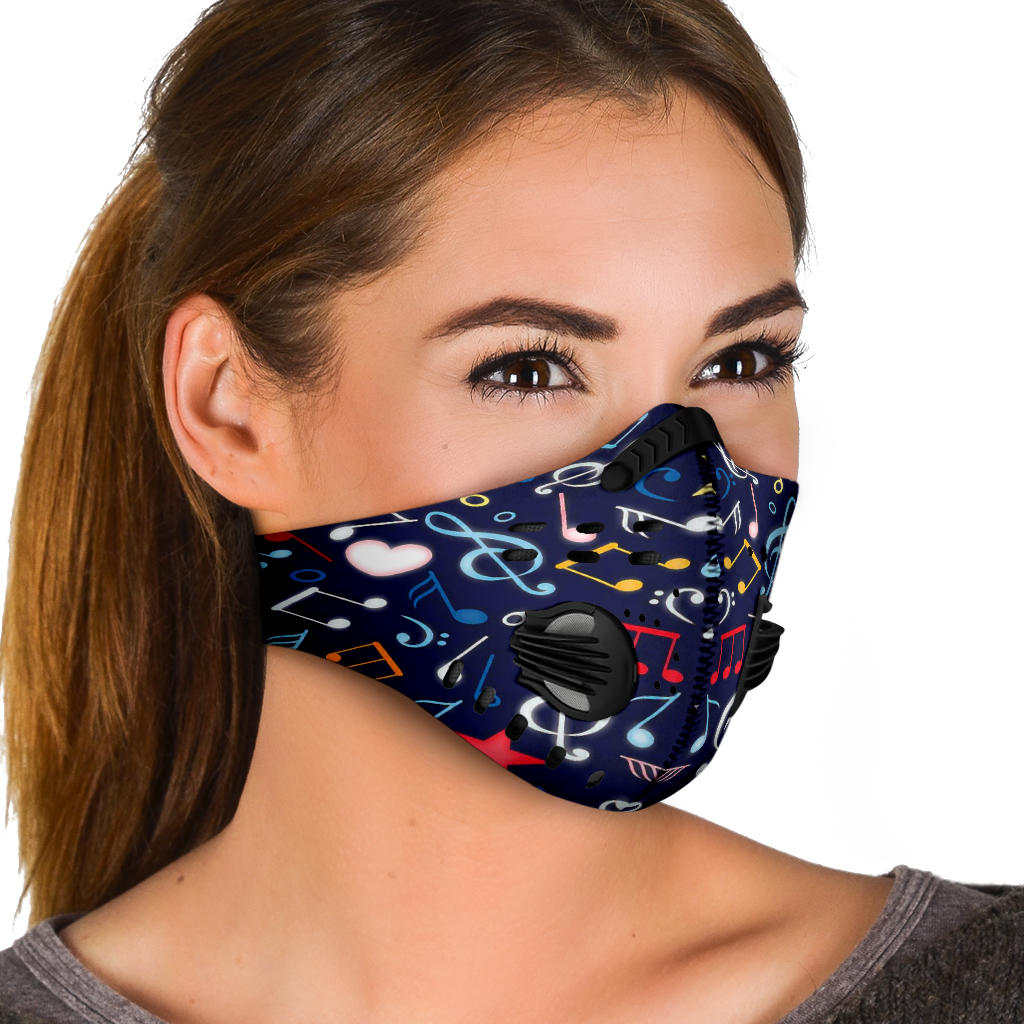 Colorful Music Notes Blue Premium Face Mask