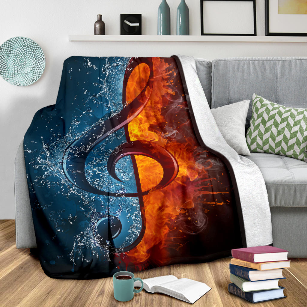 Treble Clef Ice And Fire Premium Blanket