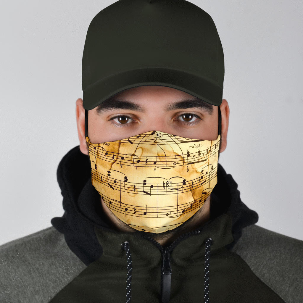 Old Music Notes Face Mask