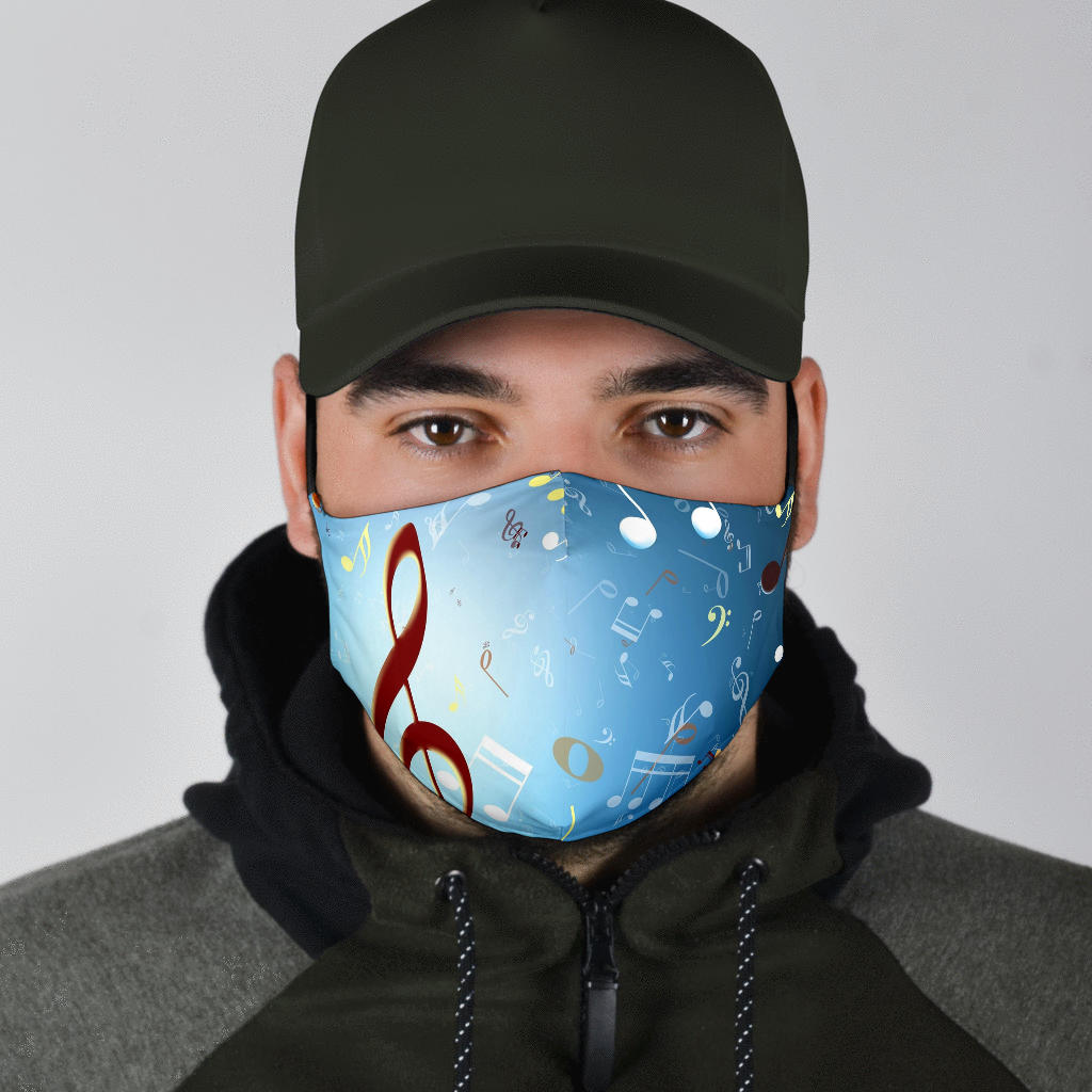 Music Notes Light Blue Face Mask