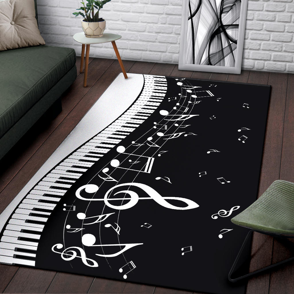 Music Notes And Piano Area Rug
