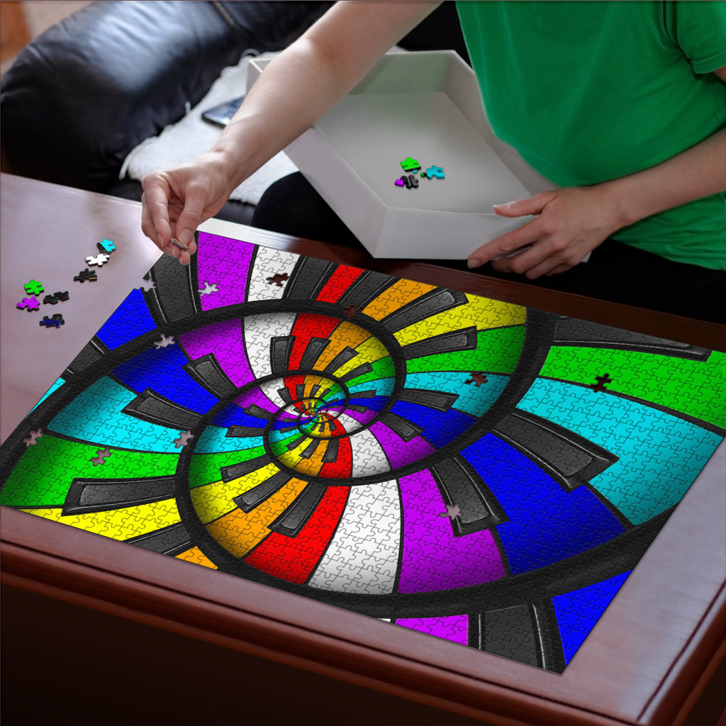 Piano Rainbow Keys Wood Jigsaw Puzzle