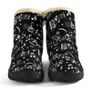 Musical Notes White Cozy Black Boots