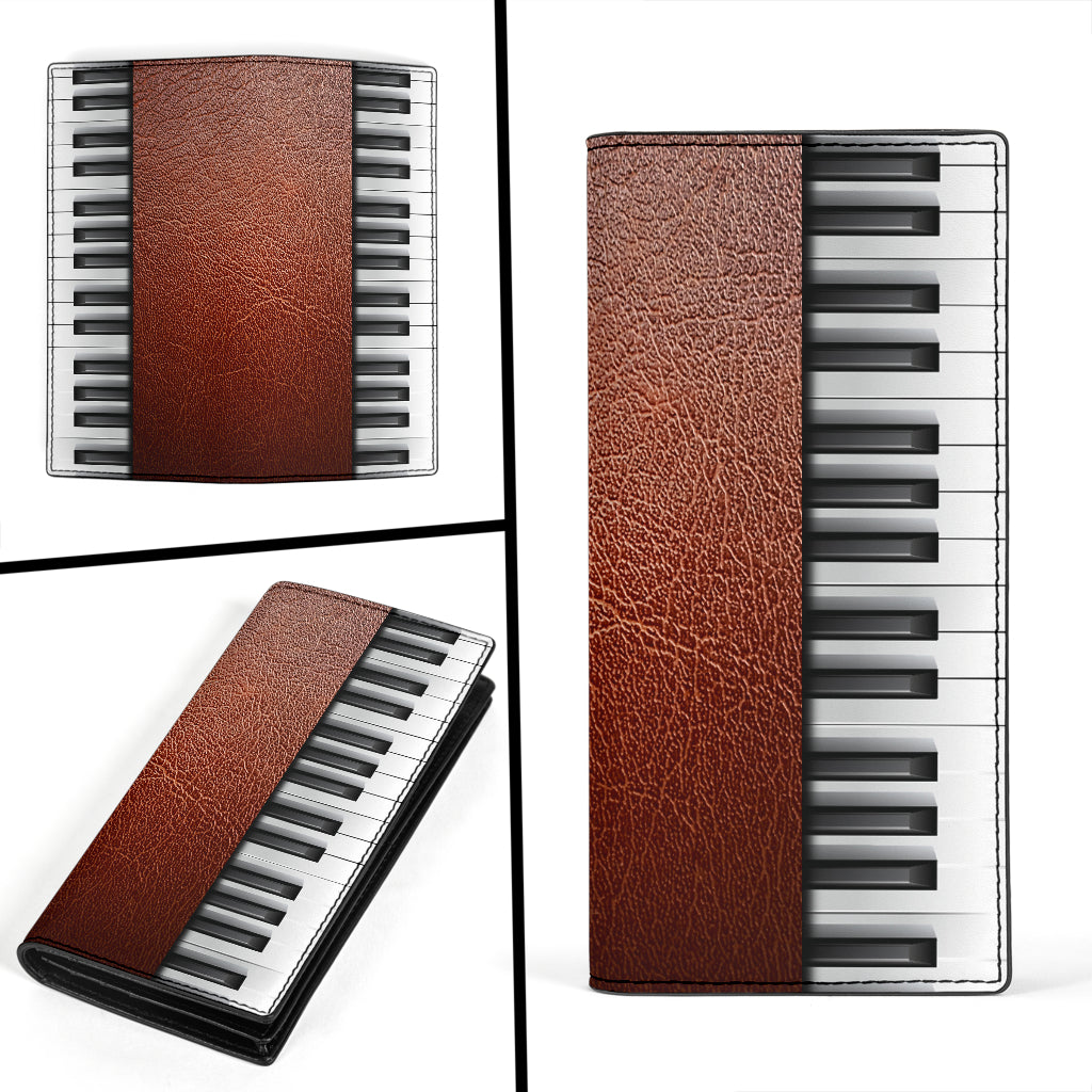 Piano Keys Red Leather Wallet