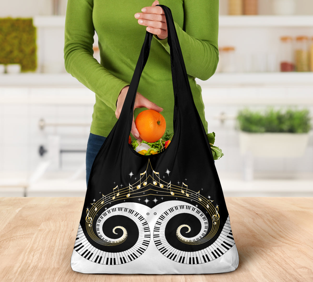 Piano Keys Art Musical Notes Grocery Bag 3-Pack