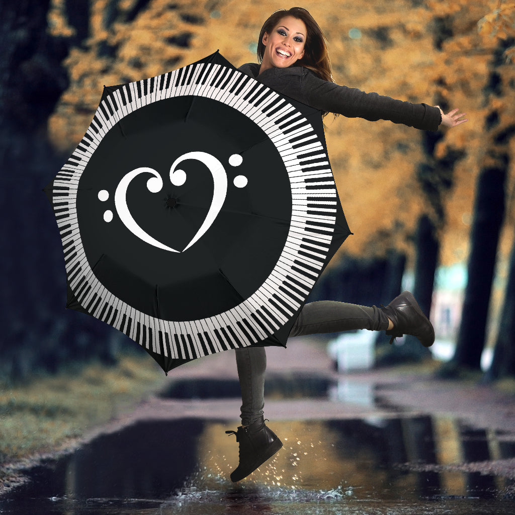 Piano Keys With Bass Clef Heart Umbrella