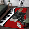 Piano Keys And Red Electric Guitar Area Rug