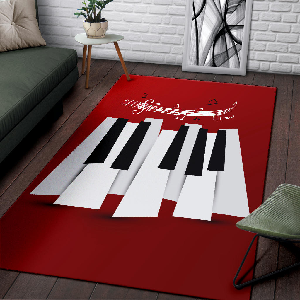 Piano Key And Musical Notes Area Rug