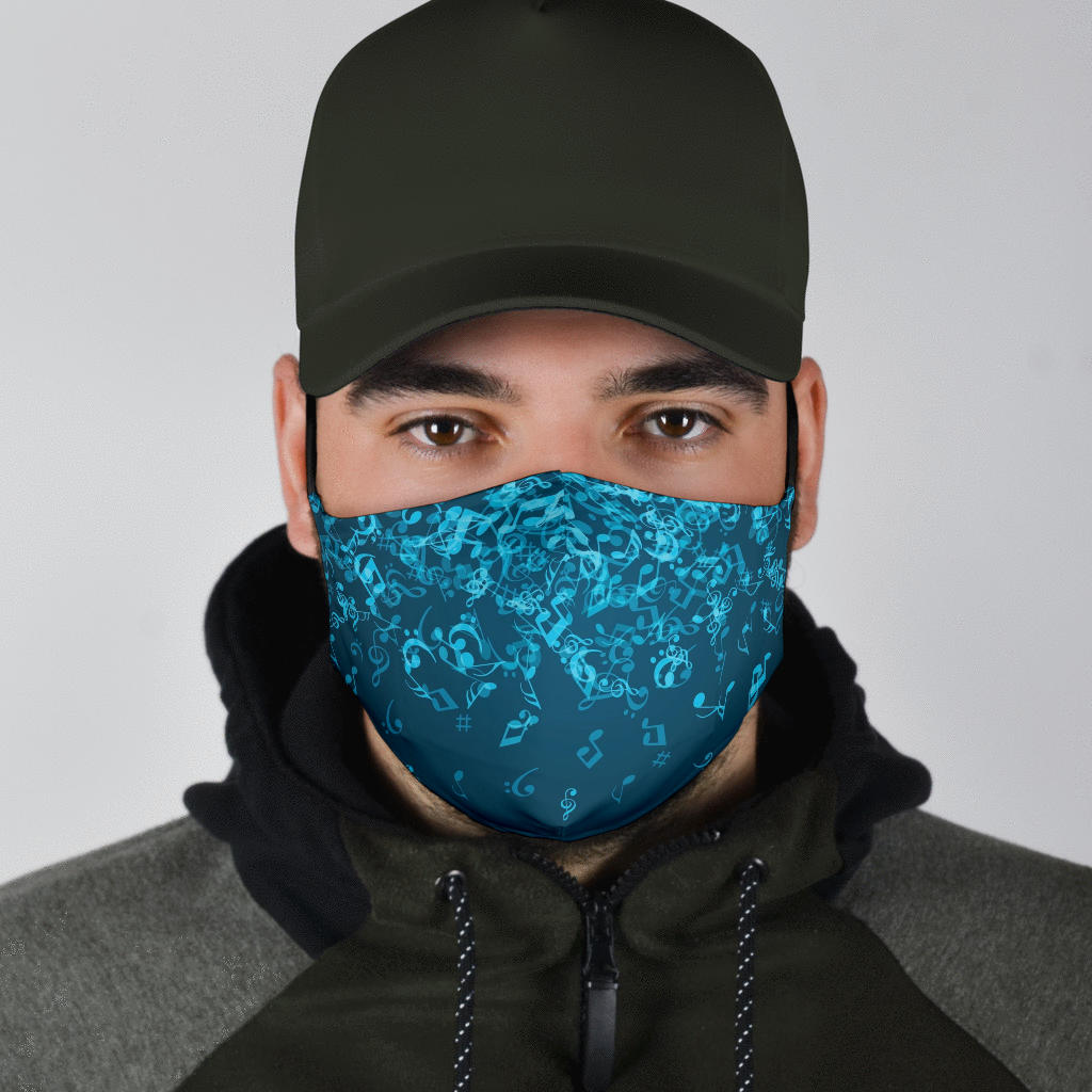 Music Notes Blue Face Mask