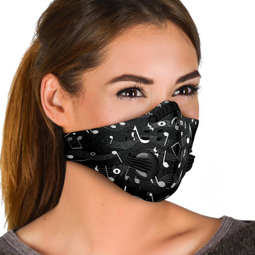 Music Notes Black Premium Face Mask