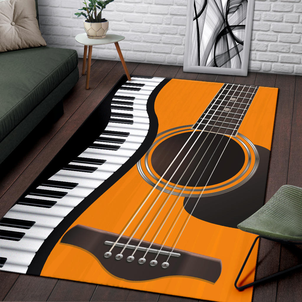 Piano Keys And Guitar Area Rug