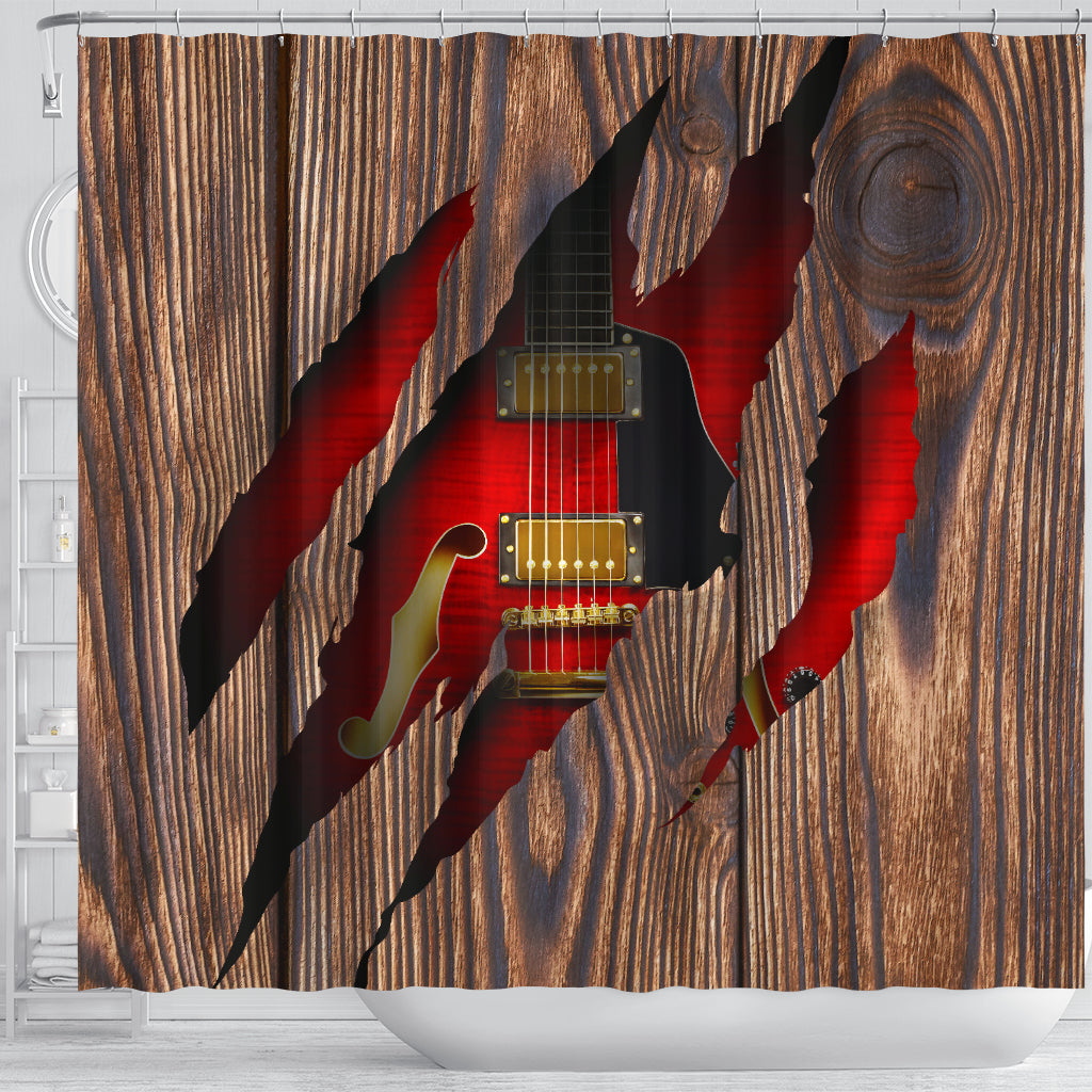 Wood Guitar Shower Curtain