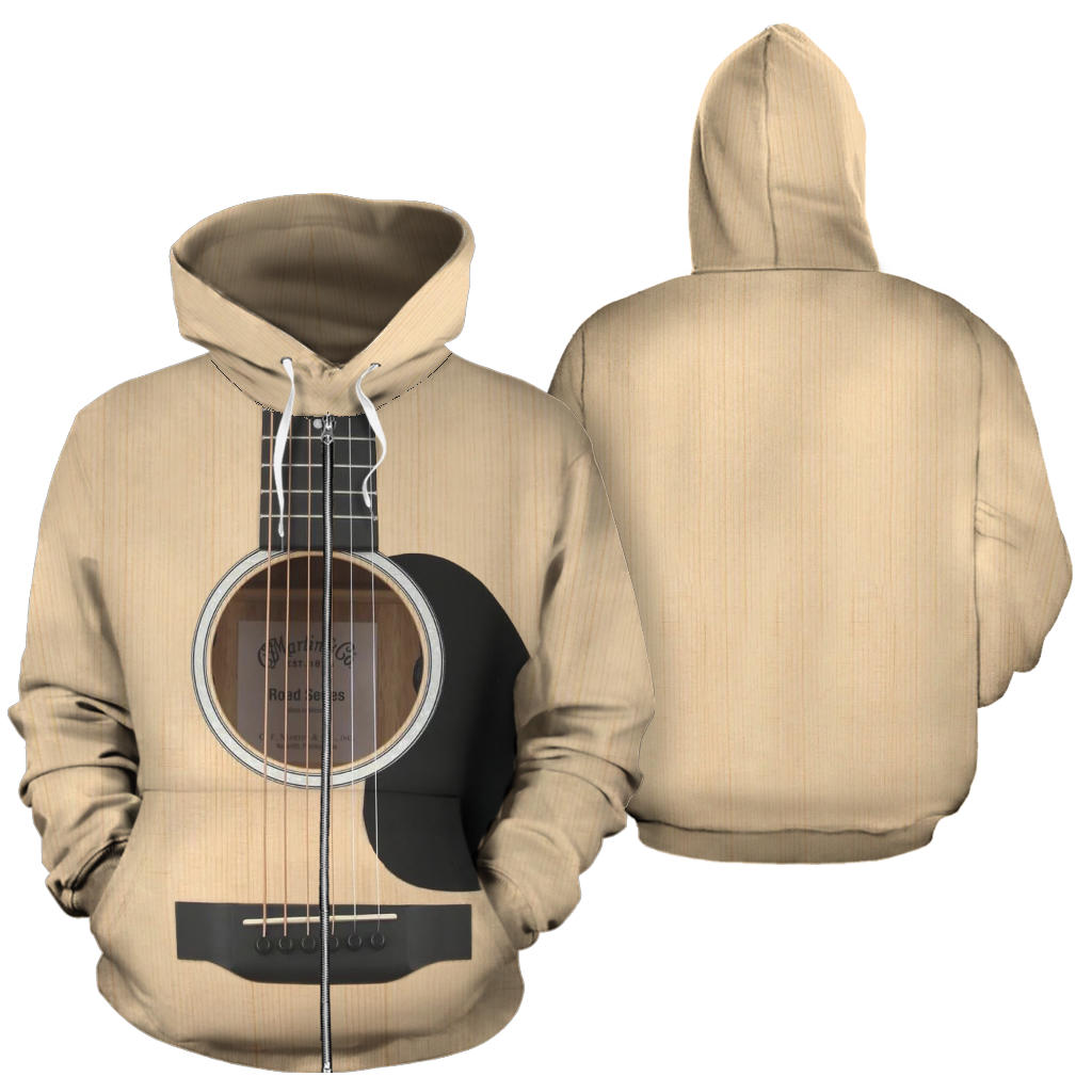 Wood Guitar Zip-Up Hoodie
