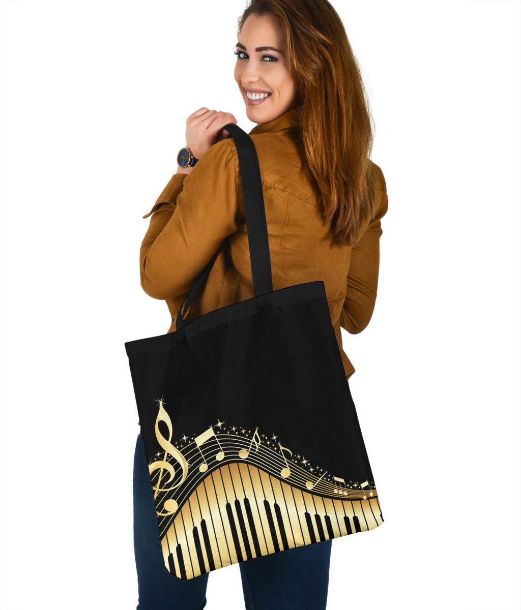Piano Keys With Musical Notes Tote Bag