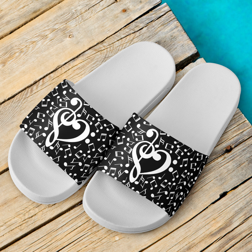 Music Notes Heart Slide Sandals