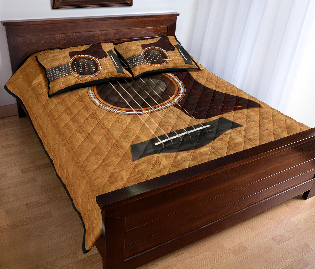 Wood Guitar Quilt Bed Set