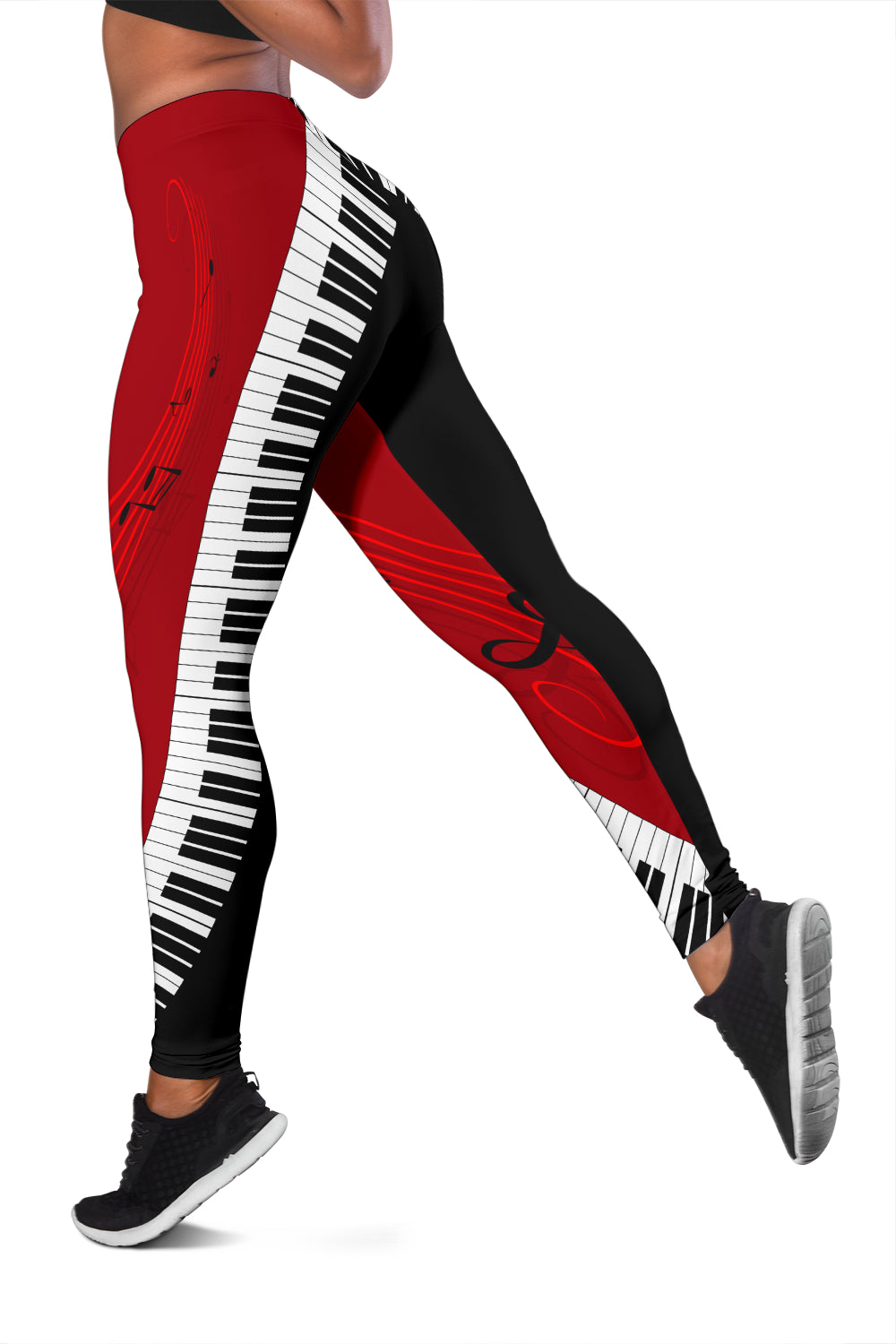 Piano Keys Red And Black Leggings