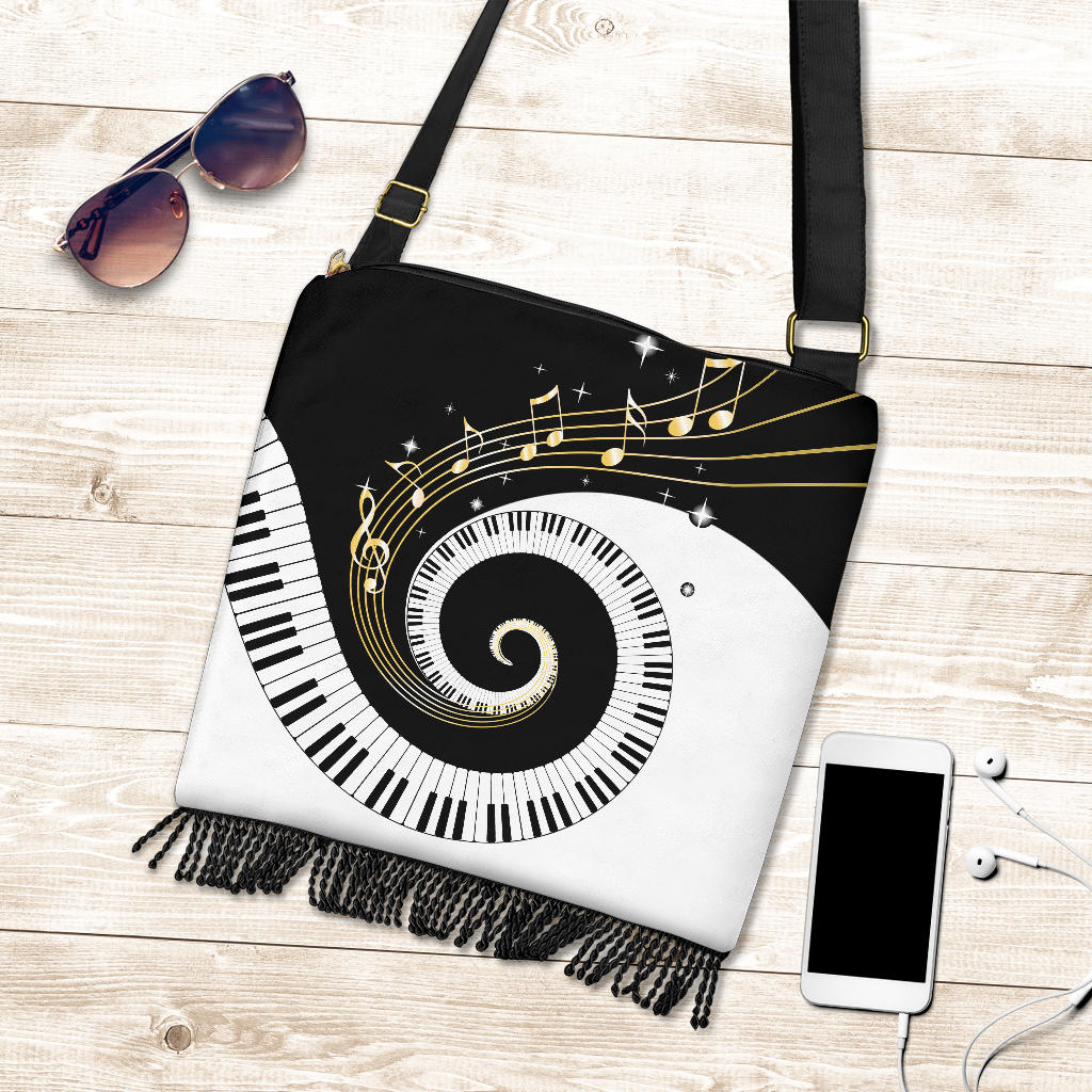 Piano Art Music Crossbody Boho Handbag