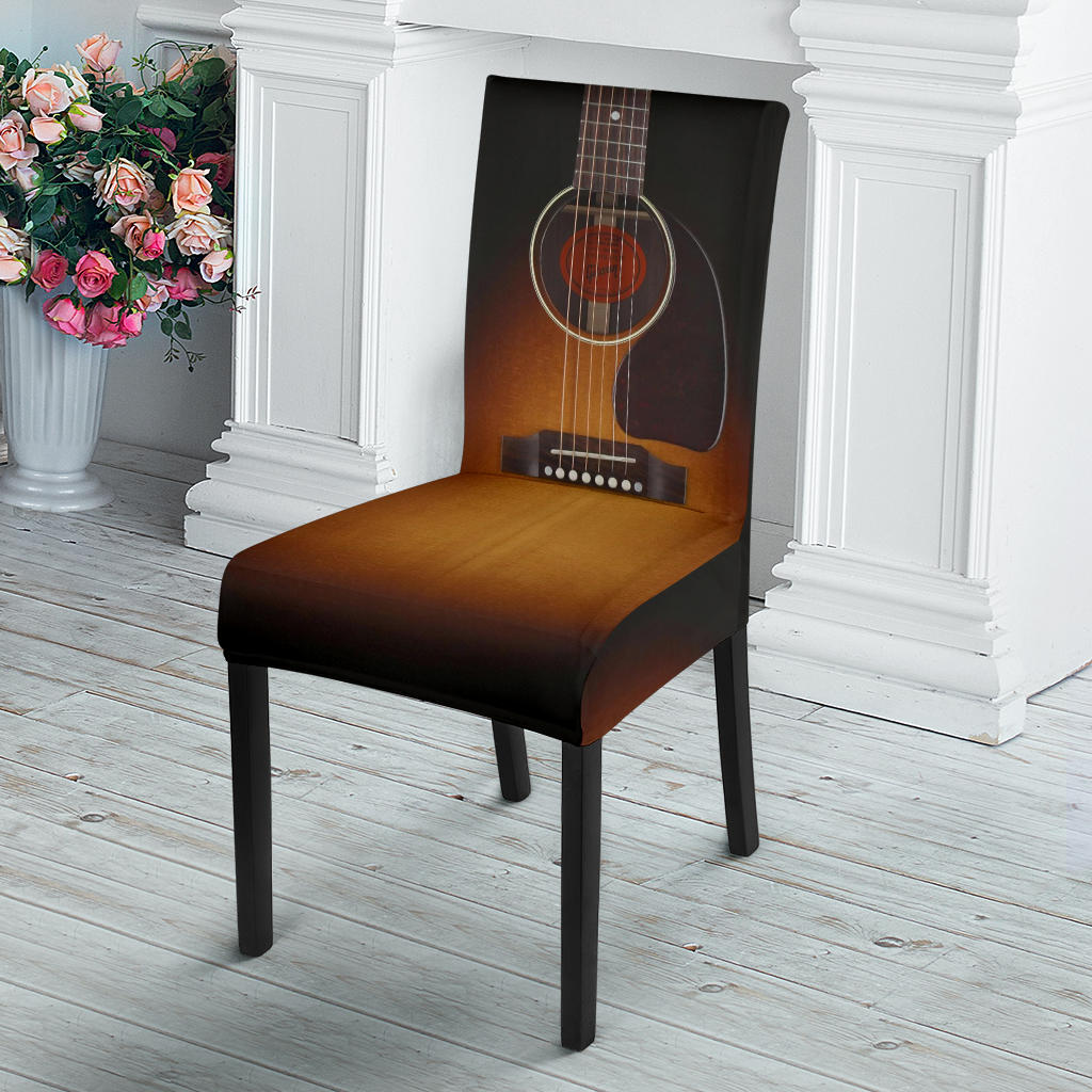 Black Guitar Dining Chair Slip Cover