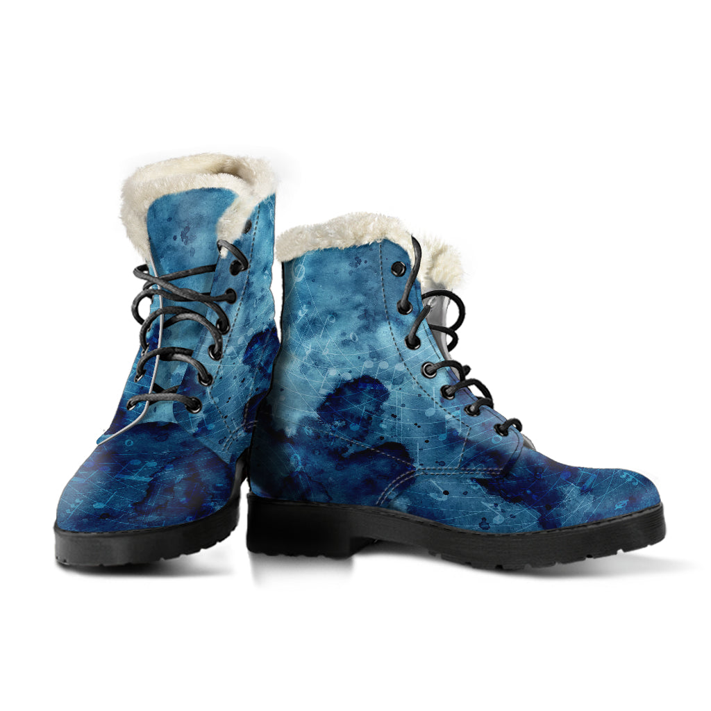 Music Notes Watercolor Fur Boots