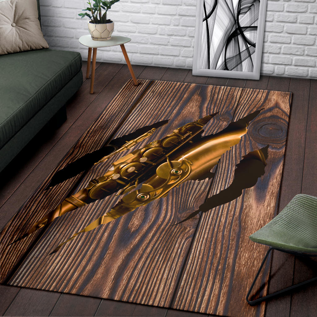 Wood Saxophone Area Rug